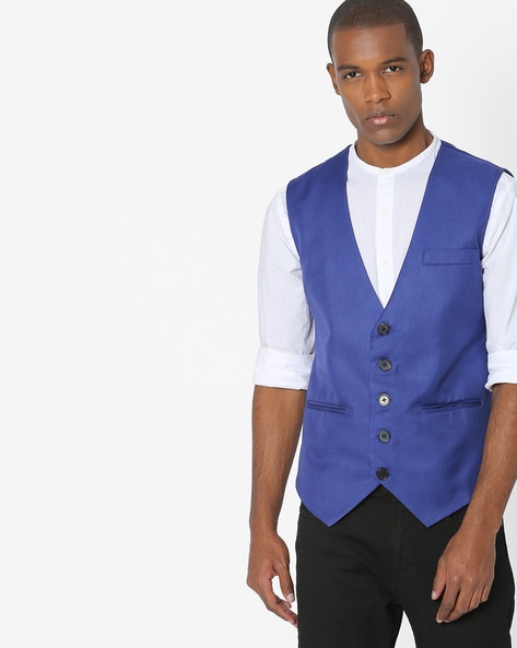 Mr Button Sleeveless Waistcoat with Pockets