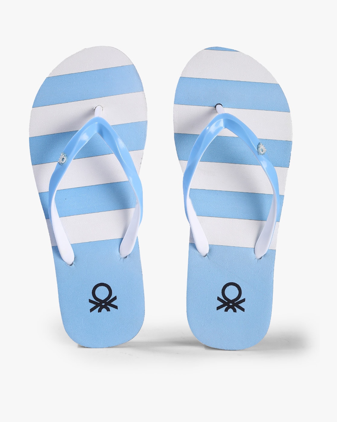 blue and white flip flops