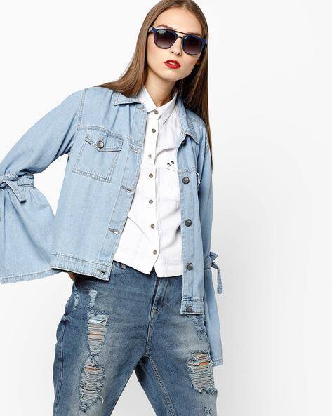 denim jacket with bell sleeves