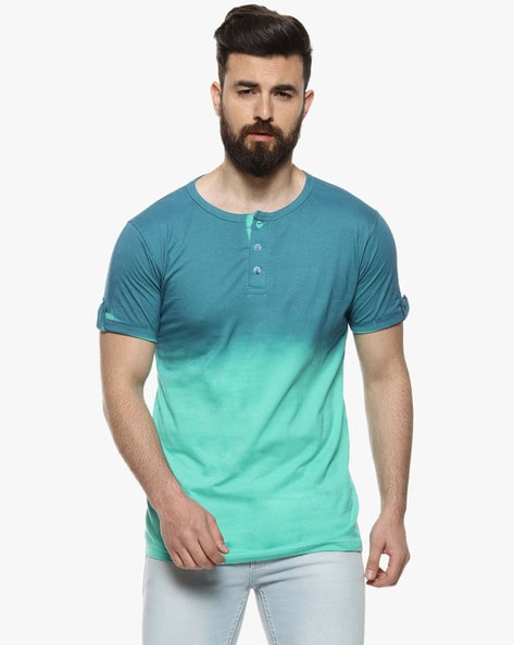 Ombre-Dyed Henley T-shirt