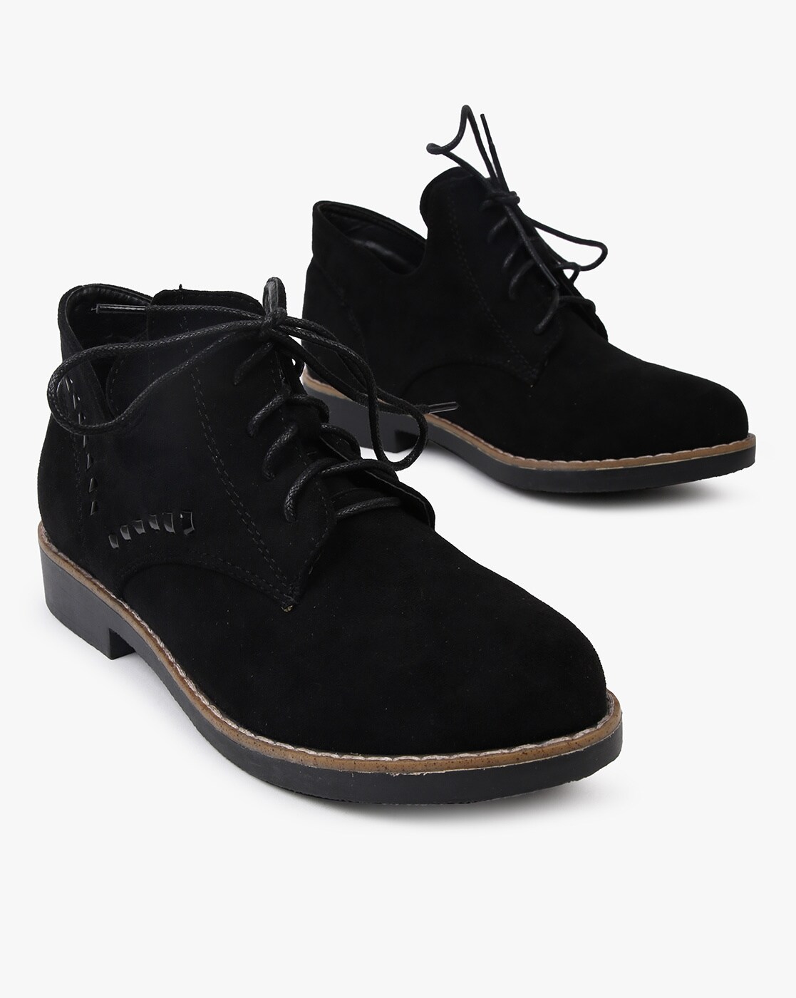 womens black flat lace up shoes