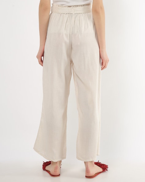 Paper-bag Pants - Cream - Ladies