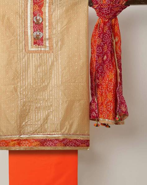 Printed 3-piece Unstitched Kurta Set Fabric Price in India