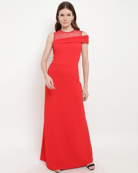 red solid gown dress