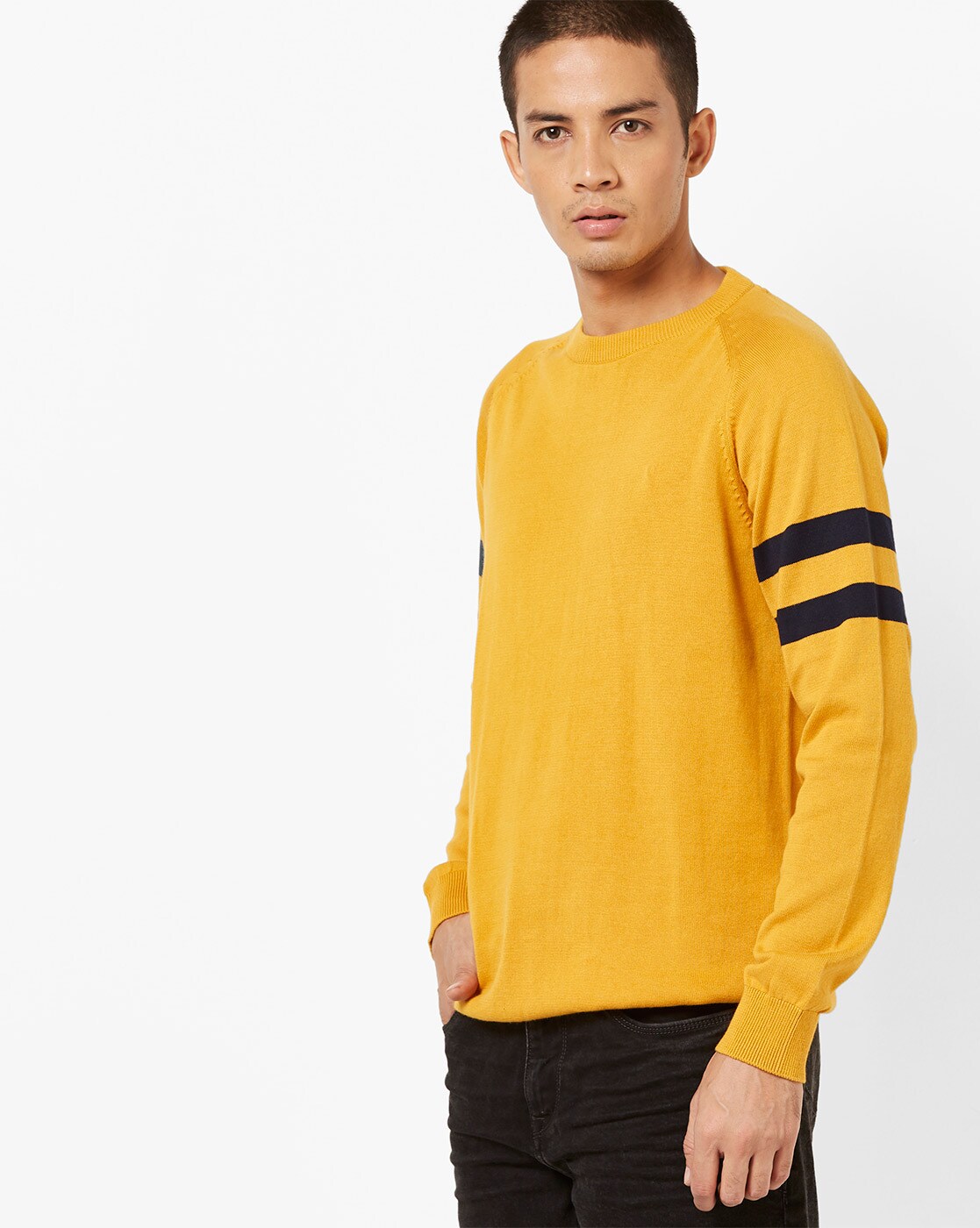 yellow striped sweatshirt