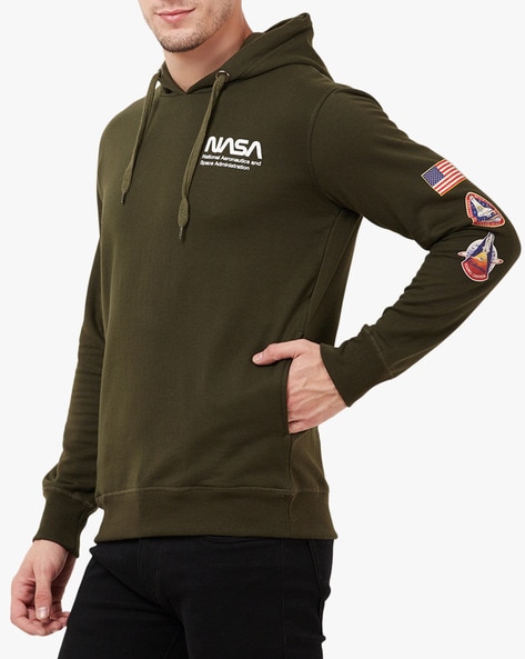 Nasa chest and on sale sleeve print hoodie