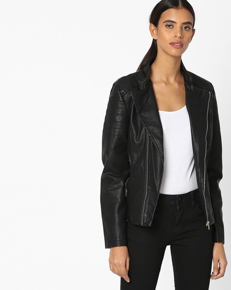 garage faux leather blazer