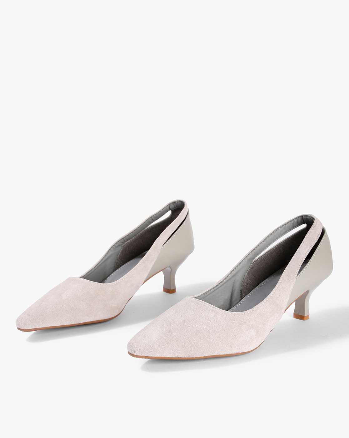 grey kitten heel shoes