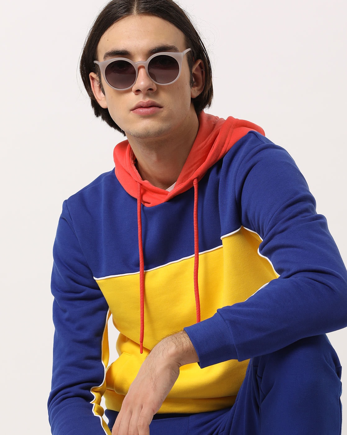 yellow and blue sweatshirt