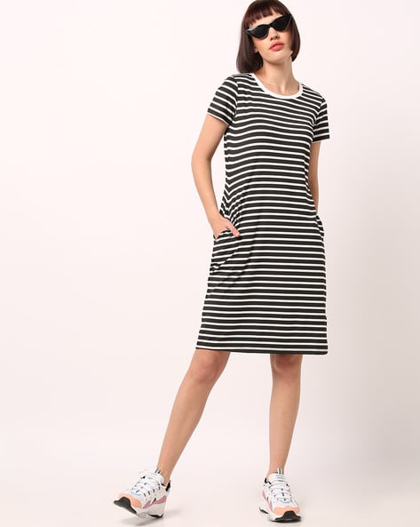 black striped shirt dress