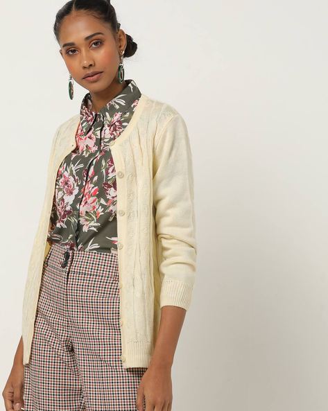 light yellow cardigan