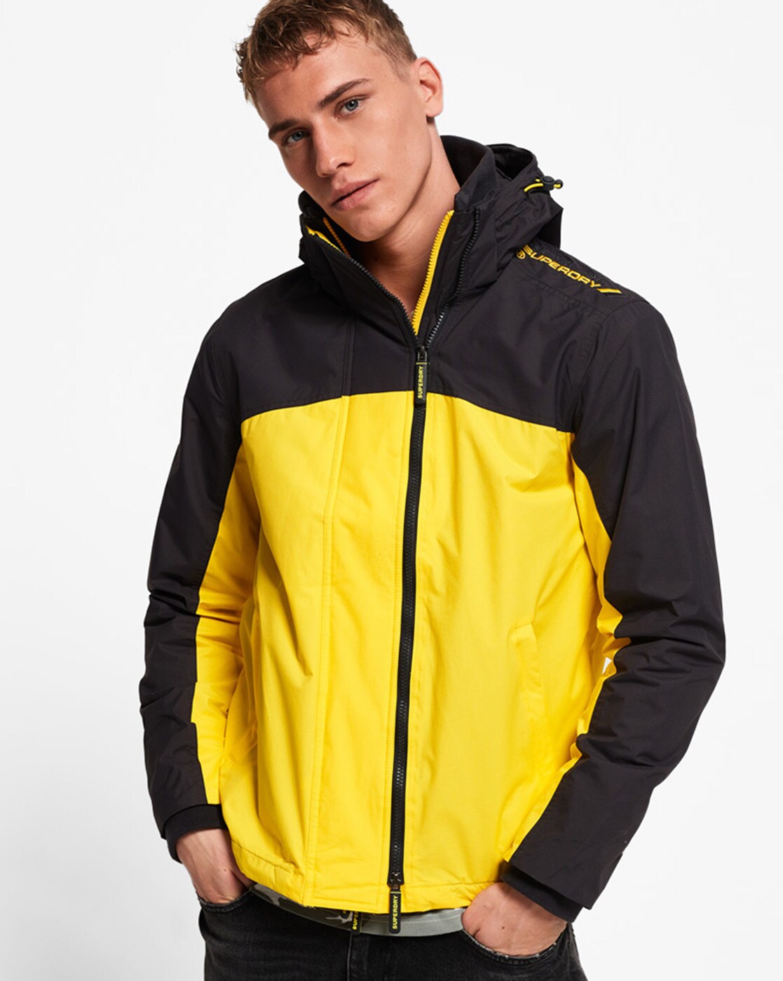 superdry jacket black and yellow