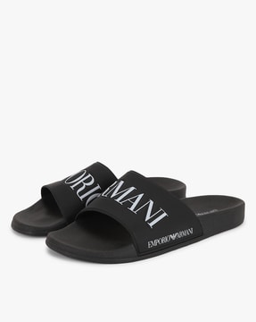 Buy EMPORIO ARMANI Sliders with Branding Black Color Men