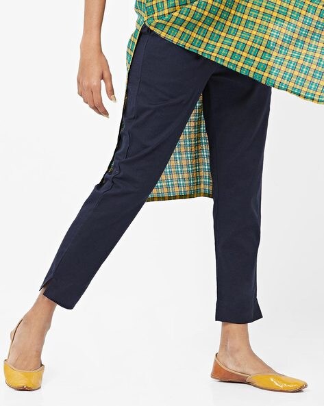 Mid-Rise Ankle-Length Pants with Pockets Price in India