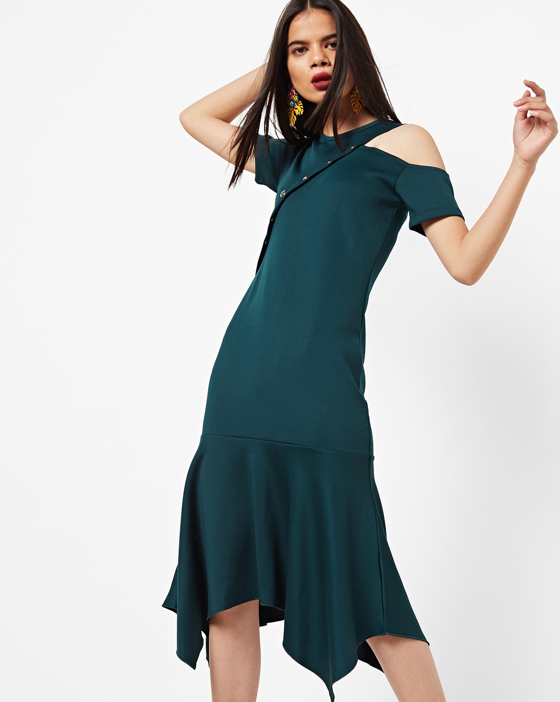 ajio green dress