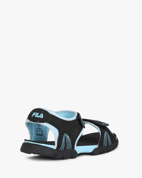 Super cute retro style Fila sport sandals. Black... - Depop