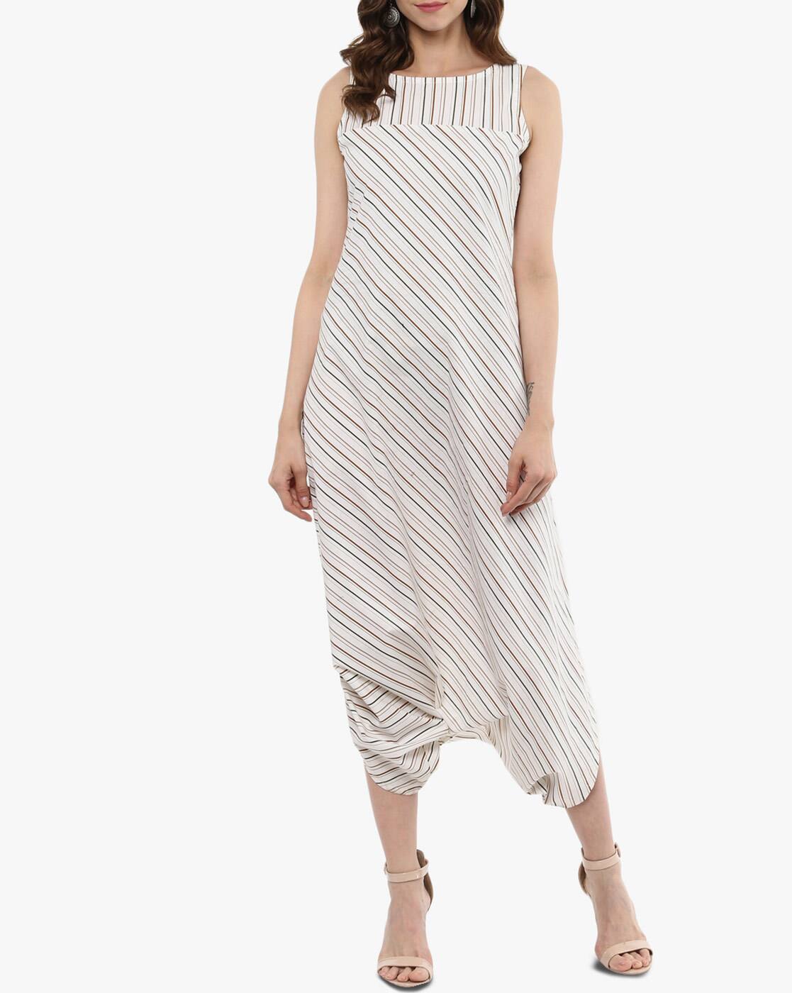 striped cropped jumpsuit