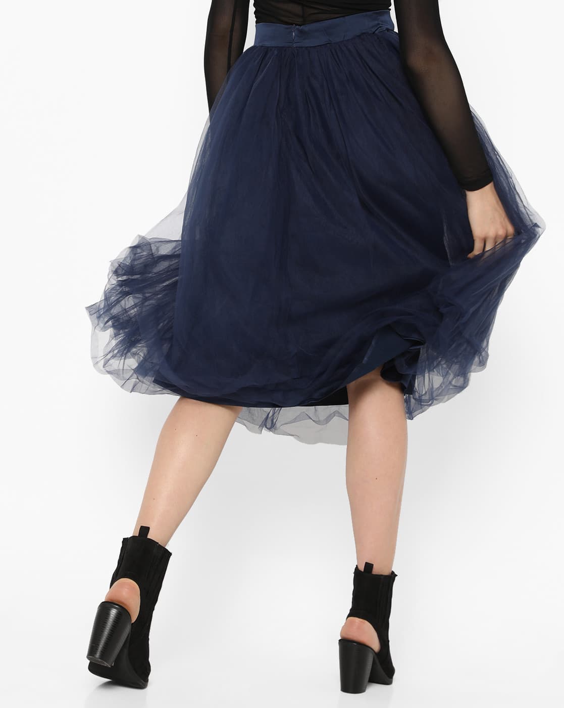 Bluelea Tulle tiered skirt black36＊（Buy Navy Blue Skirts