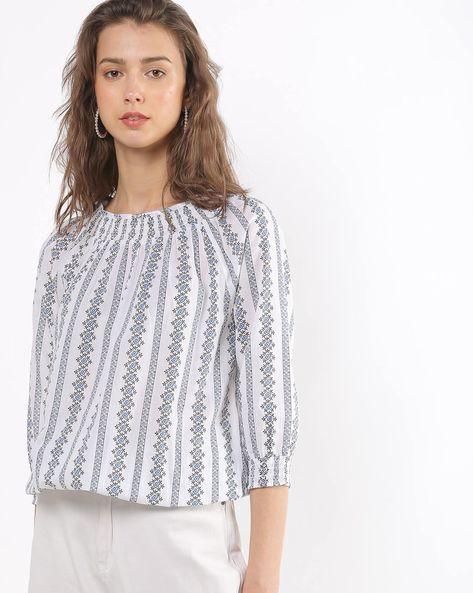 Printed Blouson Top