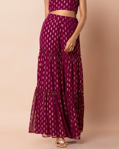 Floral Foil Print Sharara Pants Price in India