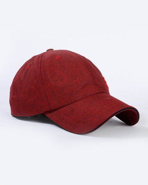 dark red baseball cap