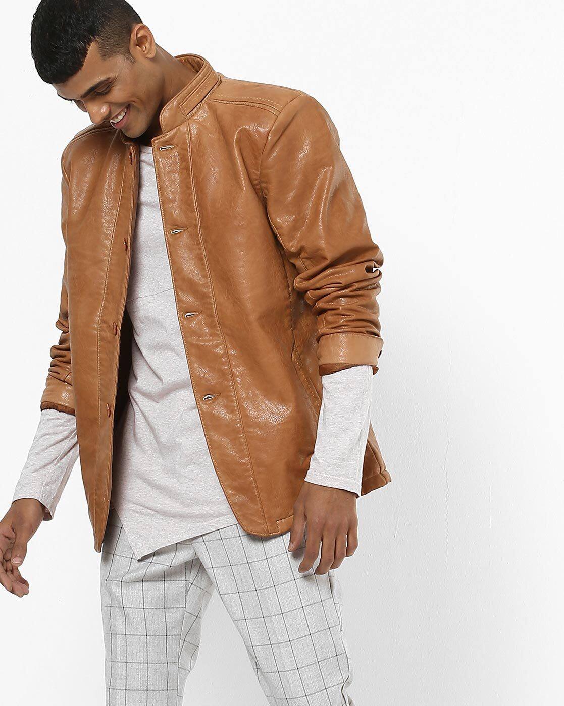 ajio leather jackets mens