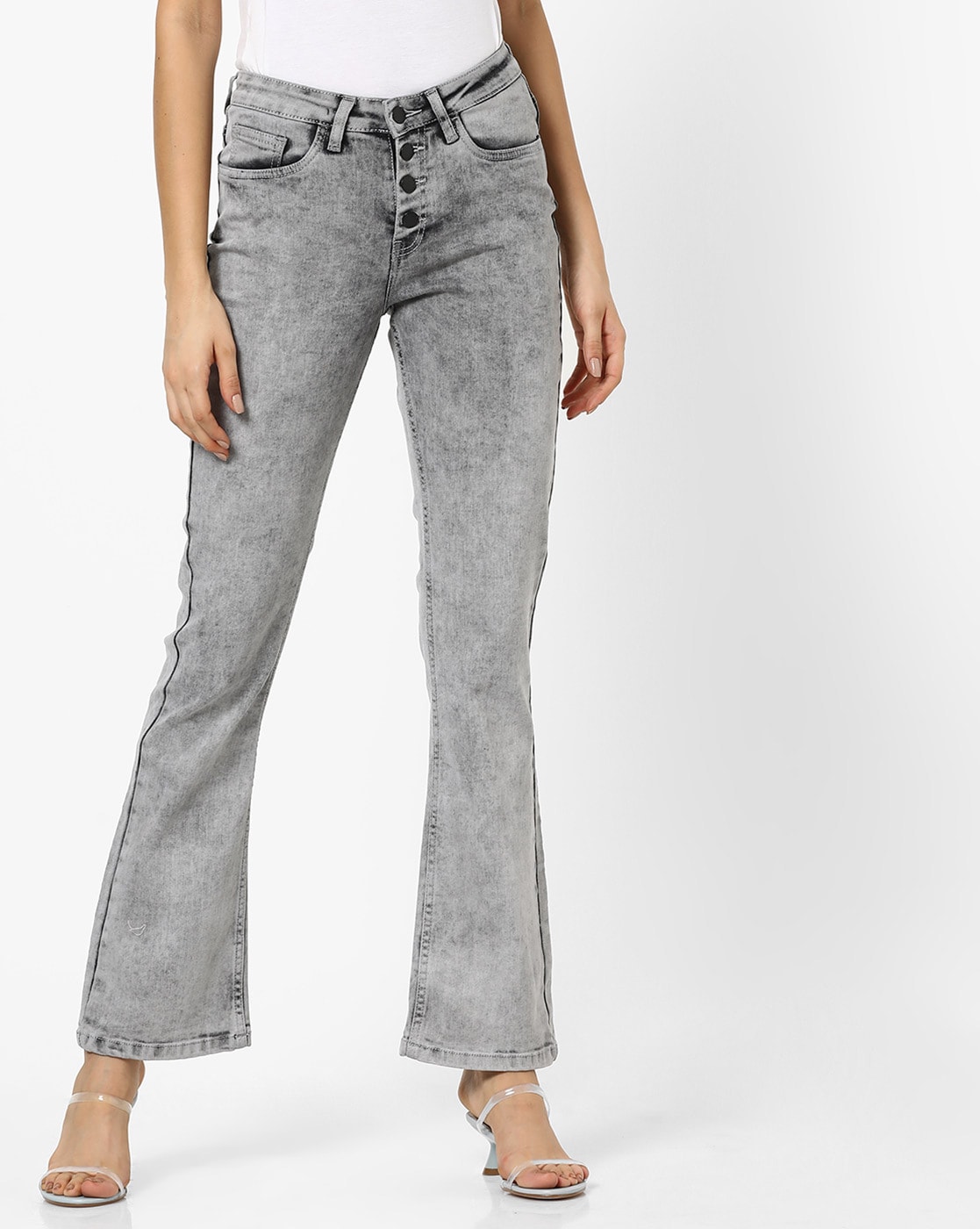 flared grey jeans