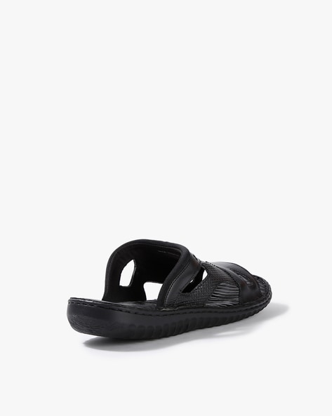 Black Leather Peshawari Sandals Design by Harper Woods at Pernia's Pop Up  Shop 2024