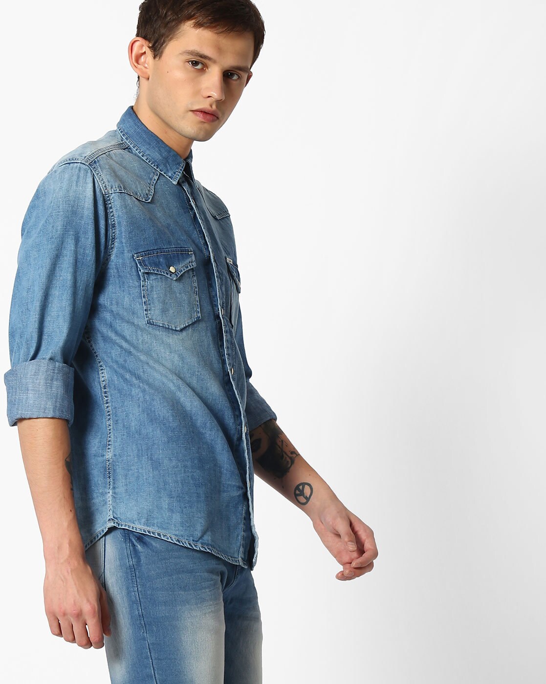 Men Solid Slim Fit Casual Denim Shirt – Voi Jeans-chantamquoc.vn