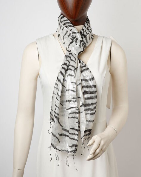 Animal Print Scarf with Fringes Price in India