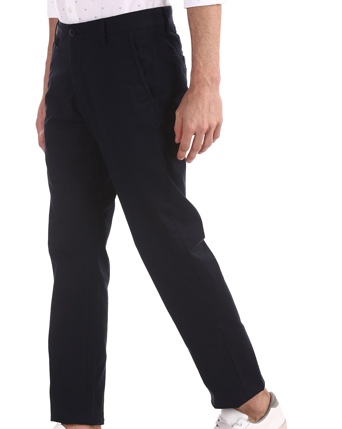 Buy Arrow Sport Navy Chrysler Tapered Fit Casual Trousers  Trousers for  Men 1246646  Myntra