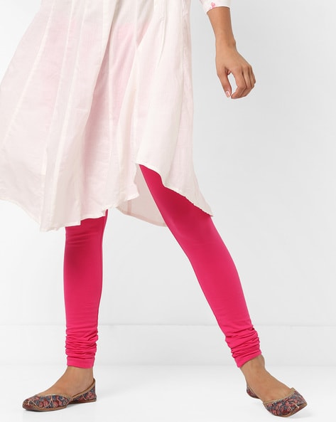 Buy Bomzy Women Churidar Leggings, (Pack of 2, White & Hot Pink) at  Amazon.in