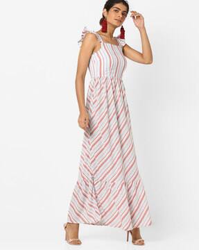striped maxi dress with sleeves