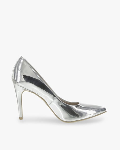 white silver heels
