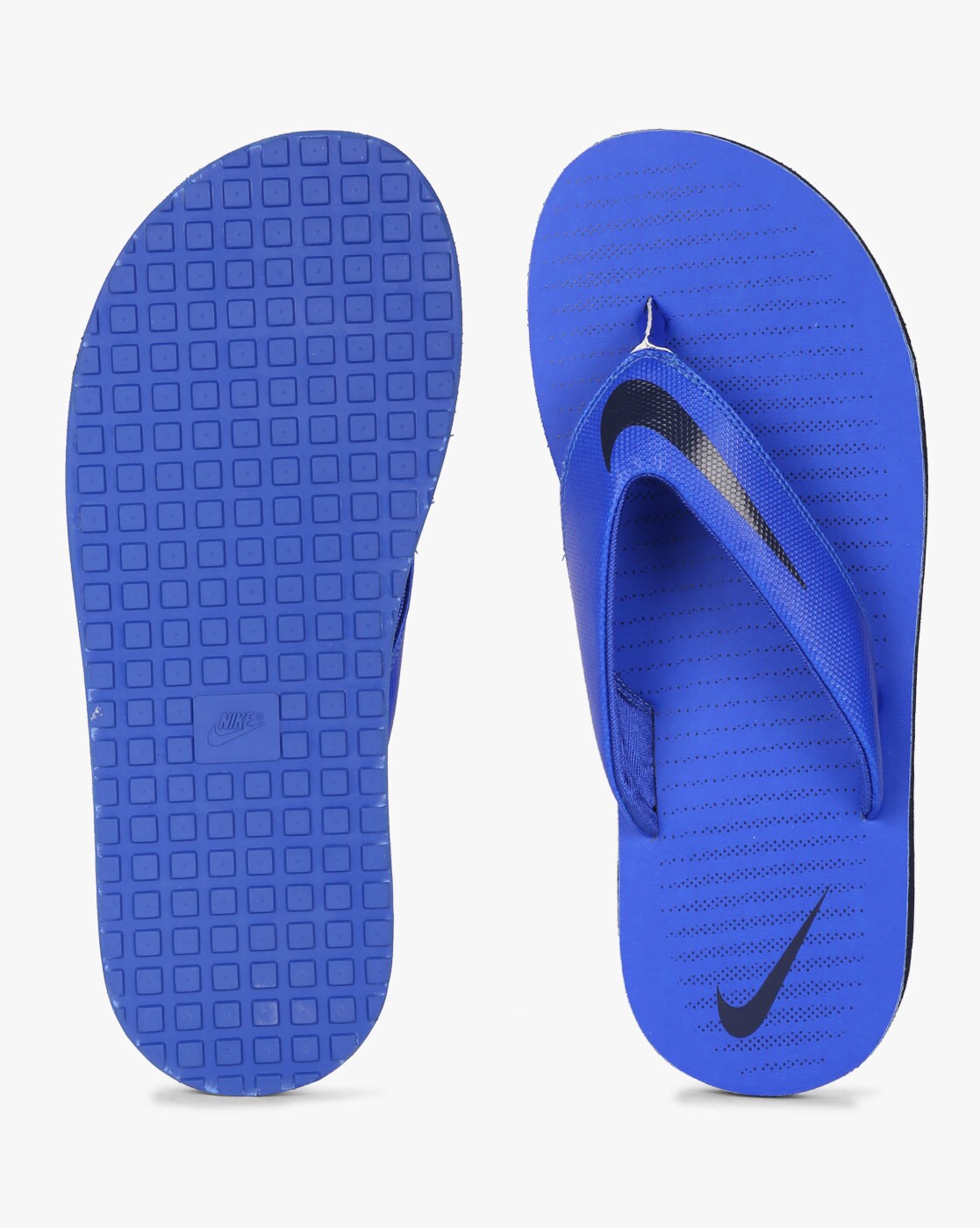 blue nike flip flops