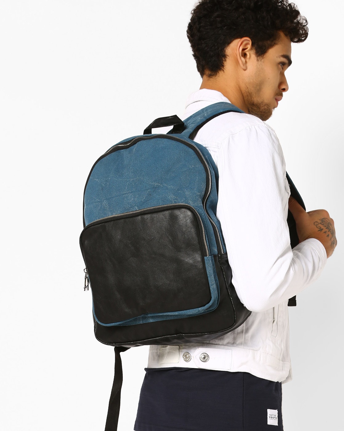 Backpack Denim - Blue Happiness - Blue backpack with smiley faces - Molo