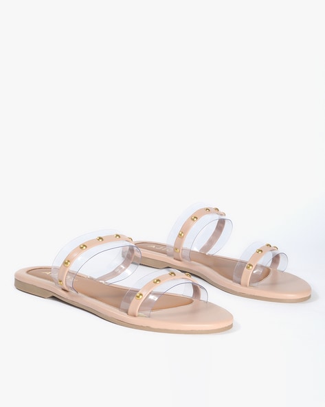 YANHOO Women's Rhinestone Slide Sandals Studded Slip on Flats Clear one  Band Summer Casual Beach Shoes - Walmart.com