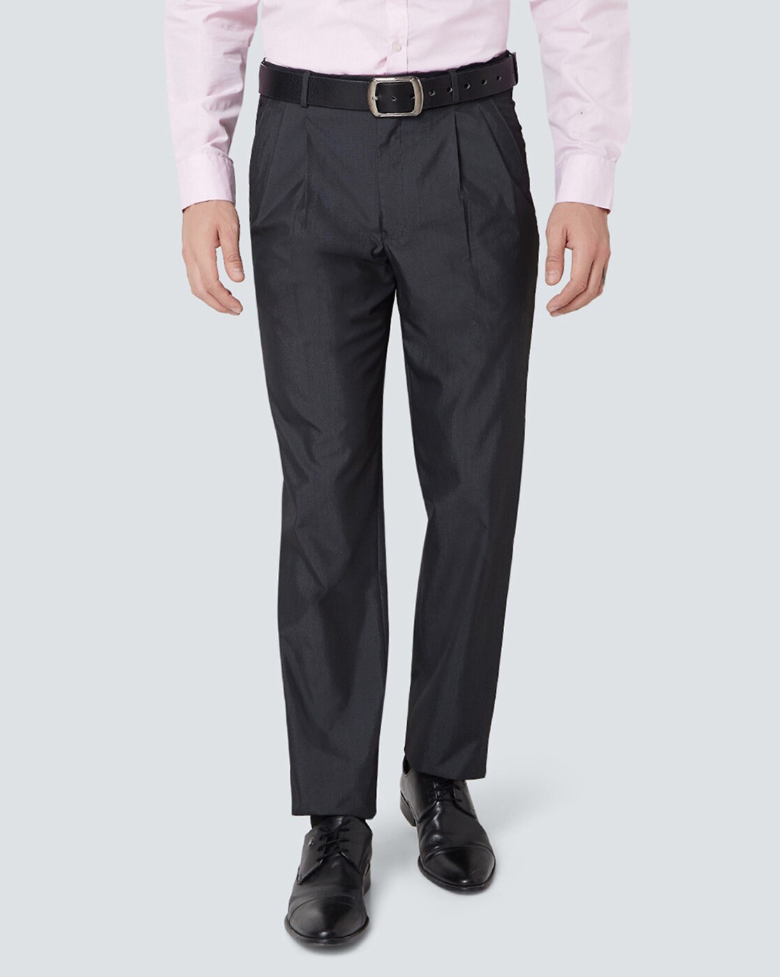 Buy Men Grey Slim Fit Check Flat Front Formal Trousers Online - 711821 | Louis  Philippe