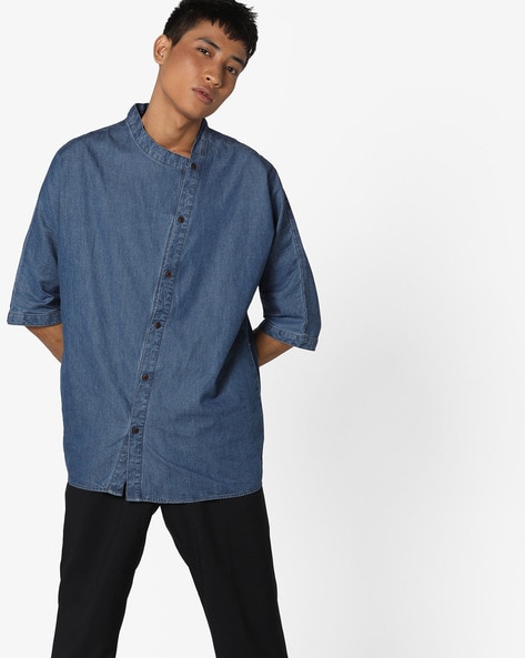 Oversized denim shirt for women, blue | Dondup