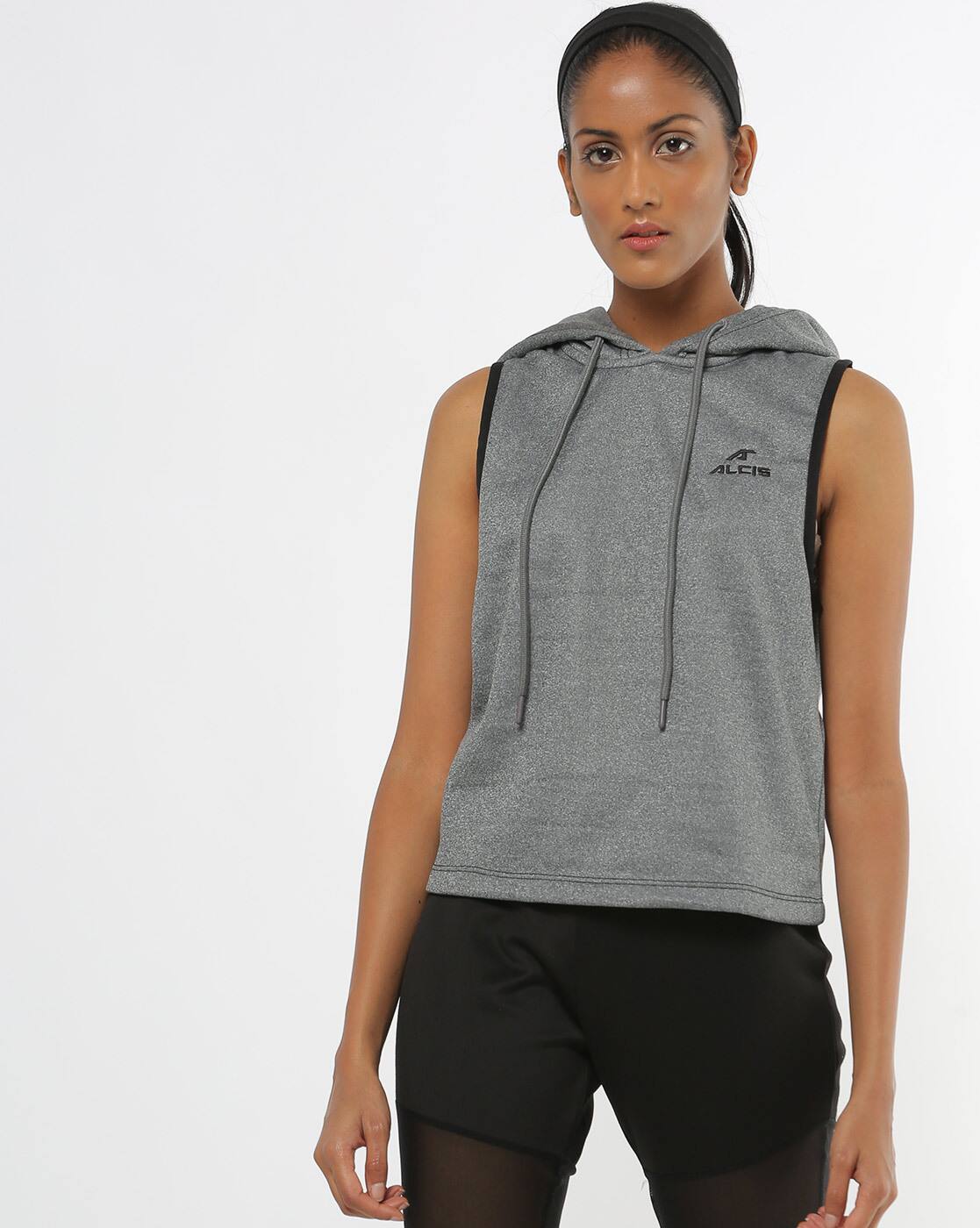 cropped sleeveless hoodie women's