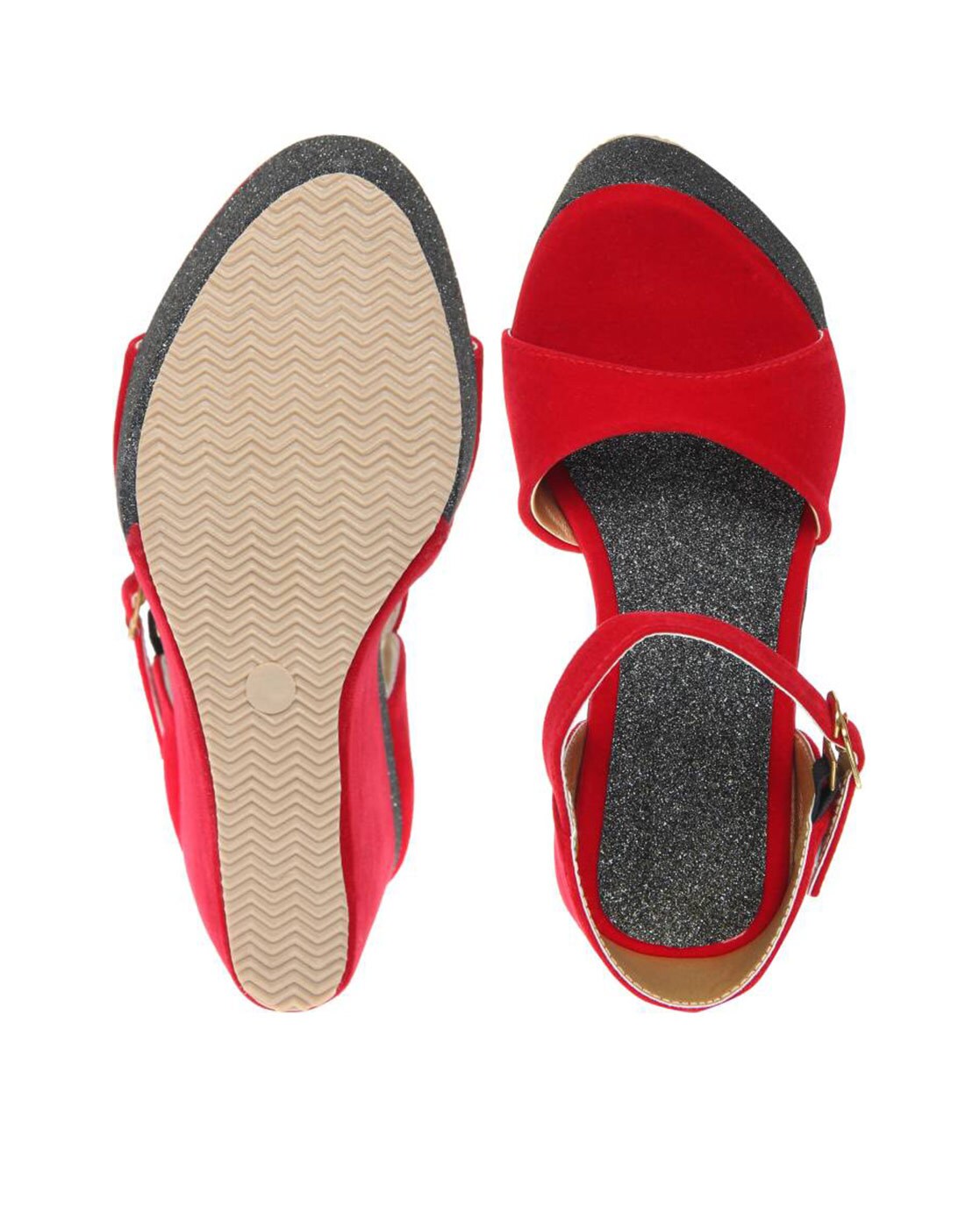 Red low wedge discount sandals