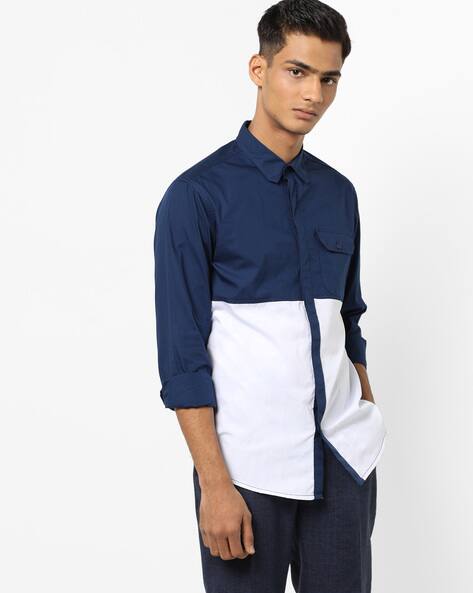 Navy blue and white shirt Clearance