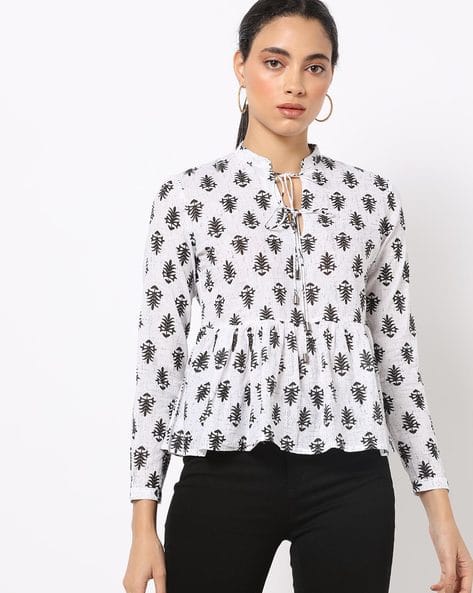 Printed peplum top Clearance