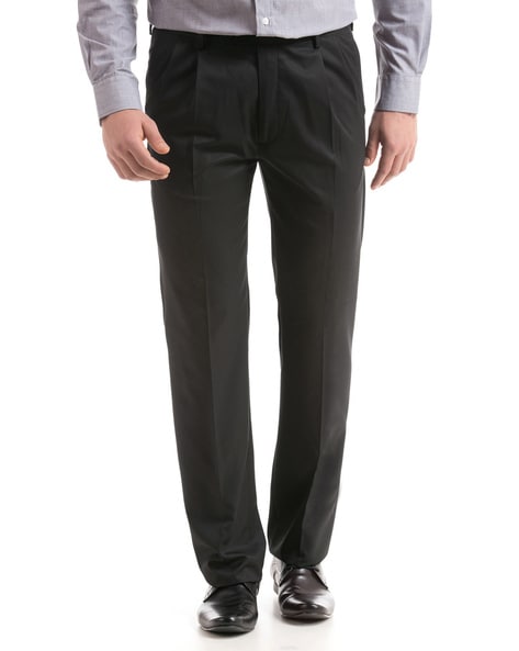 Buy Arrow Tailored Regular Fit Solid Formal Trousers online