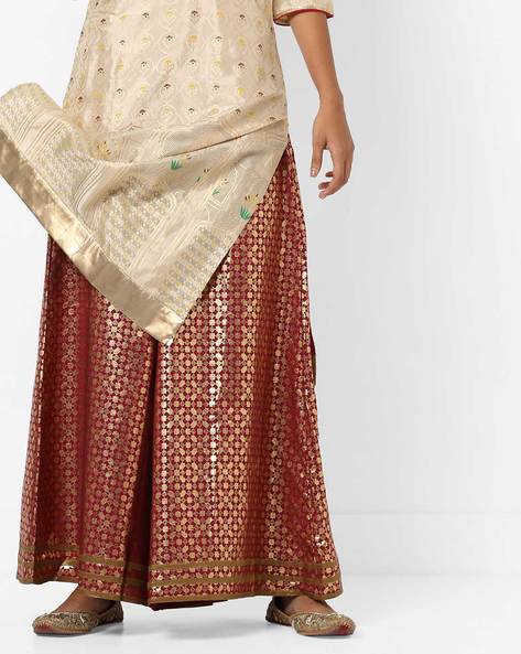 Printed Sharara Pants with Elasticated Back Waist Price in India