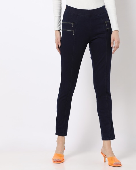 navy blue jeggings with pockets