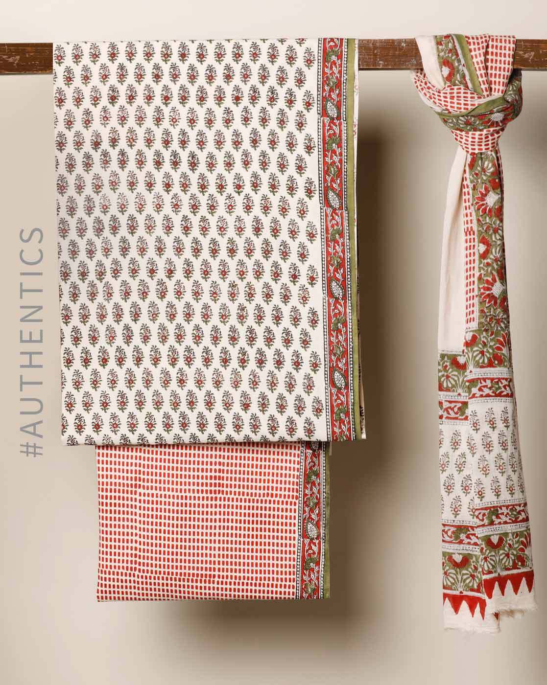 block printed churidar materials