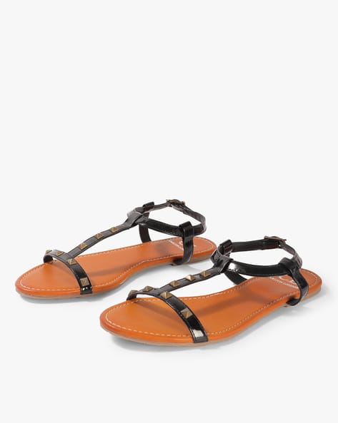 black studded slip on sandals