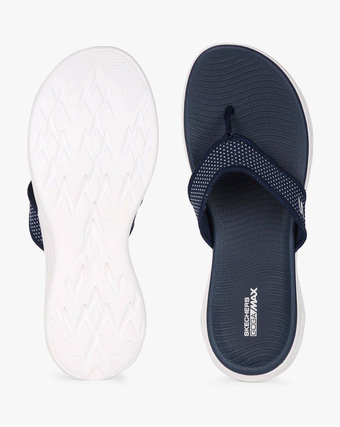 skechers flip flops navy blue