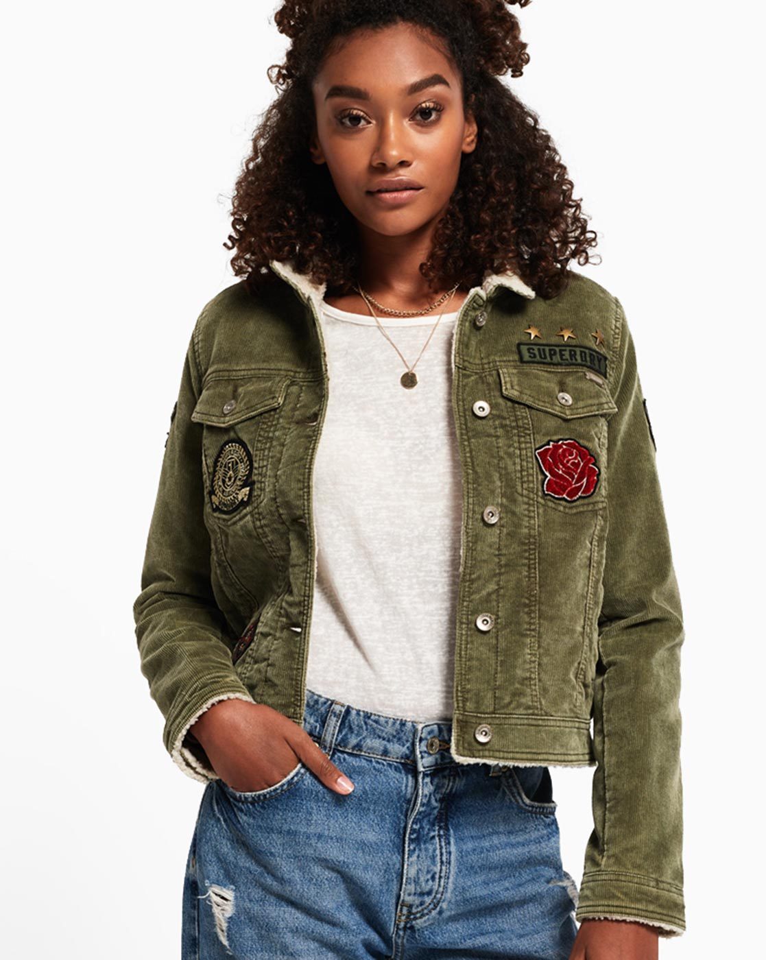 Superdry cord girlfriend deals borg jacket